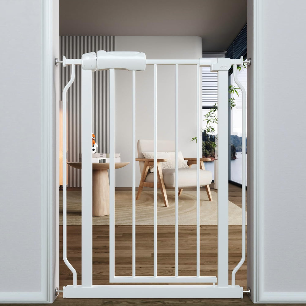 TSAYAWA Narrow Baby Gate front view in white for compact openings