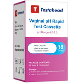T TESTAHEAD vaginal pH test strips in an 18-count pack for home monitoring.