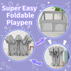 Ttottos foldable playpen open side view showing spacious interior