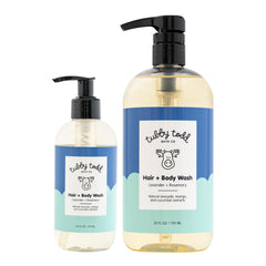 Tubby Todd Hair and Body Wash bottle with lavender rosemary for gentle baby cleansing.
