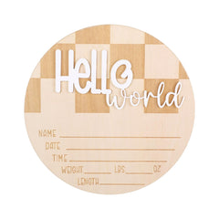 Tucnoeu Baby Announcement Sign Hello World on wall display enhances nursery decor