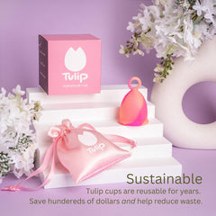 Soft, flexible medical-grade silicone from Tulip cup for a comfortable fit.