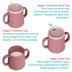 Tum TUM 3-way trainer cup pink spoutless stage supports steady transition