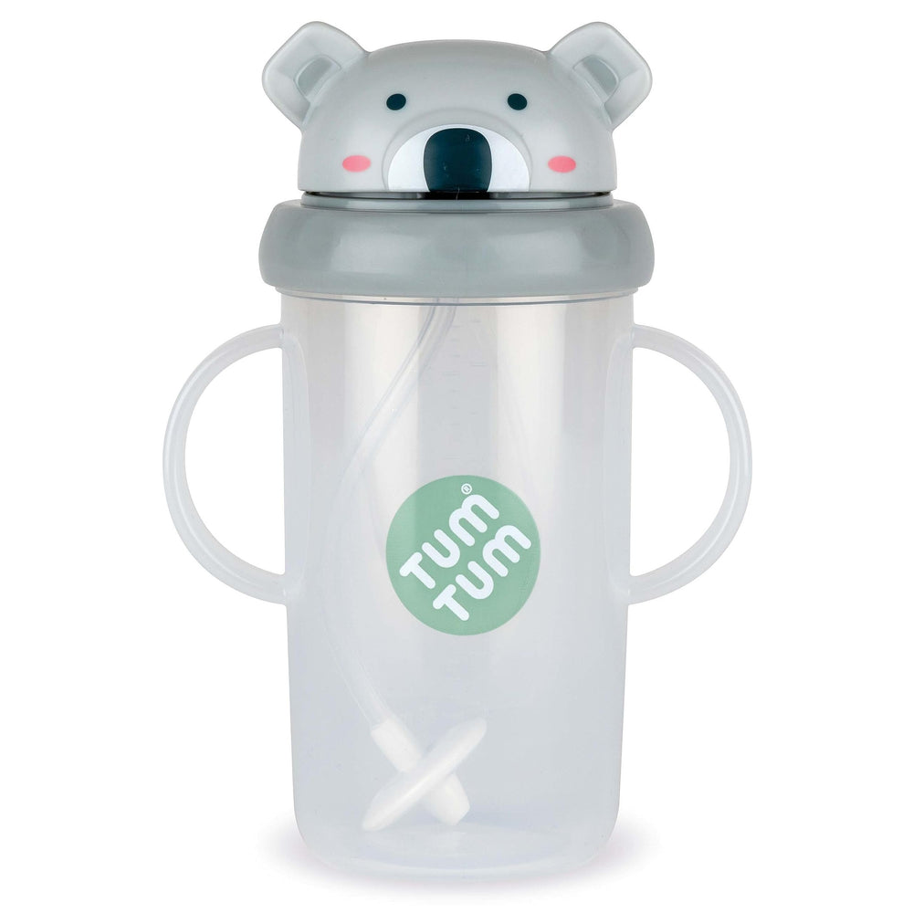 TUM TUM Tippy Up free-flow sippy cup with closed leak-proof lid for on-the-go use.