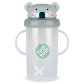 TUM TUM Tippy Up free-flow sippy cup with closed leak-proof lid for on-the-go use.
