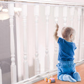 Tupi Banister Guard 10ft x 3ft white mesh protects stairs and balconies.