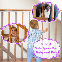 Tupi Banister Guard honeycomb mesh design keeps spaces open and visible.