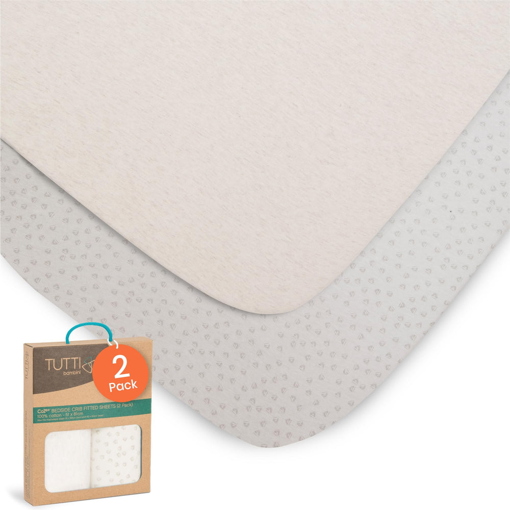 Tutti Bambini premium bassinet sheets in soft cotton jersey for gentle nights.
