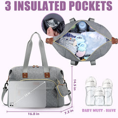 Tuwubi diaper bag tote waterproof fabric protects items in rain or humidity.