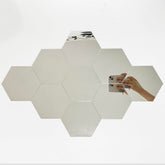 TVPHLLY hexagon silver mirror sticker on wall enhances light and space for a playful kids' room