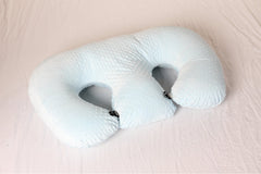 Twin Z Pillow Blue, pregnancy-support angle, provides comfortable relief during later pregnancy.