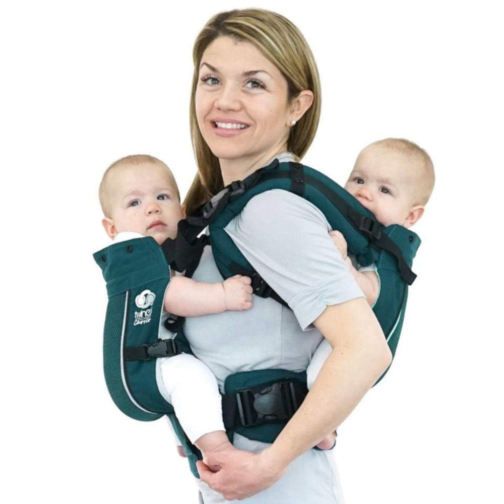 TwinGo Air Model in modern teal panel open for airflow and baby comfort.