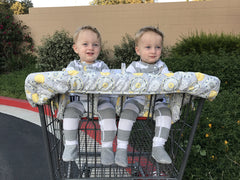 Twinventions cart cover also fits baby high chairs for versatile mealtime setups