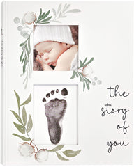 Two Little Dinos baby book cover featuring photo personalization for a cherished keepsake.