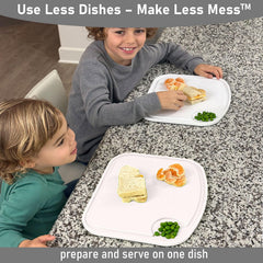 Two Peas unbreakable plates featuring a non-slip base for steady dining