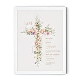TwoDays floral Bible verse cross wall art in white frame for baptism keepsake