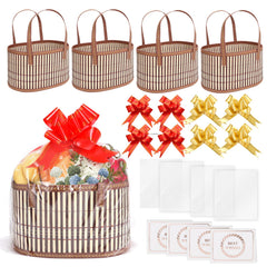 TXXMLXY bamboo gift baskets four-set with woven design for elegant gift presentation and reuse
