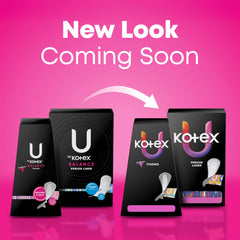 U by Kotex Balance daily liner close-up shows light absorbency and thin, flexible material