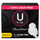 U by Kotex CleanWear Ultra Thin Pads with Wings, front view, secure comfortable protection