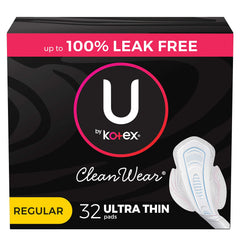 U by Kotex CleanWear Ultra Thin Pads with Wings, front view, secure comfortable protection