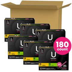U by Kotex Click compact tampon super packaging, trusted protection for active days