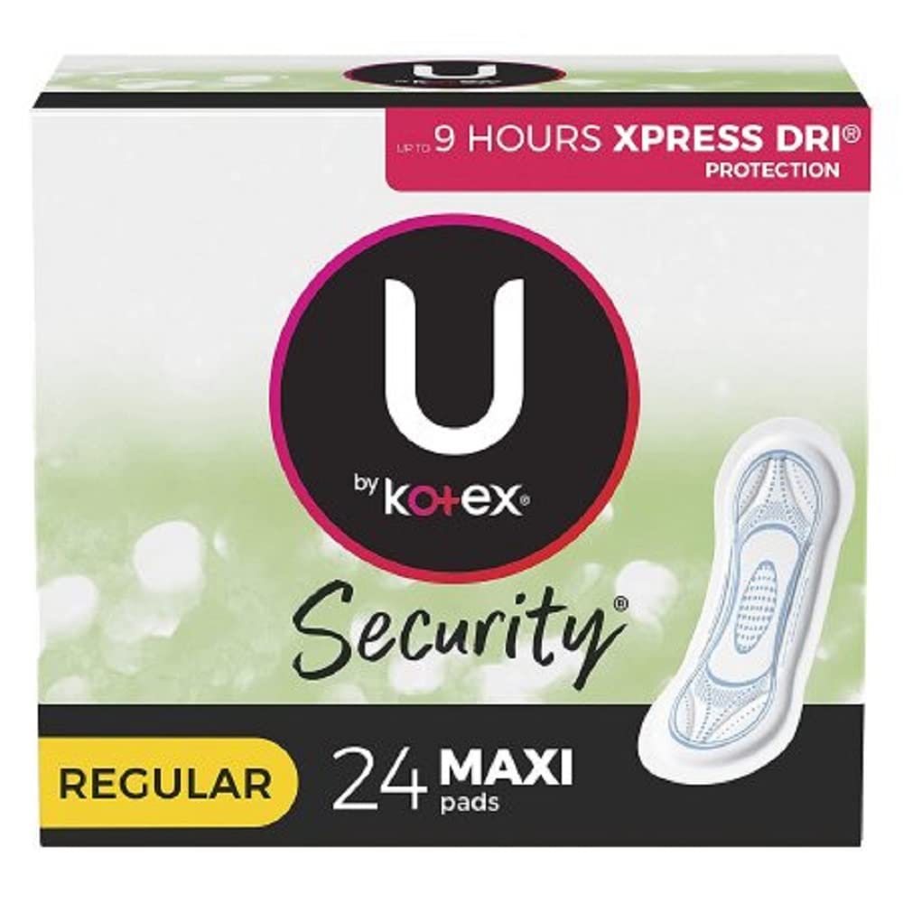 U by Kotex Security Maxi Pads Regular absorbency with breathable cottony top cover for everyday comfort.