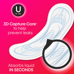 Unscented U by Kotex pad with Wings for irritation-free wear