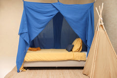 UB-STORE blue bed canopy hanging kit laid out for quick installation.