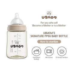 UBMOM straw cup compatible with feeding bottle for versatile use.
