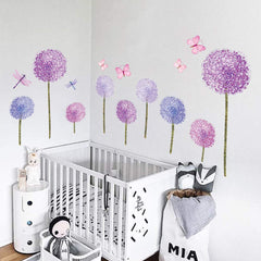 ufengke two-sheet set of purple dandelions and butterflies for flexible decor.