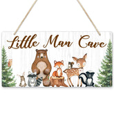 Uflashmi Little Man Cave sign with forest animals, ideal nursery wall decor