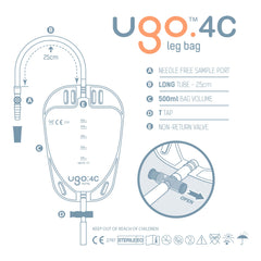 Ugo Leg Bags with Lever Tap for easy operation and secure attachment.