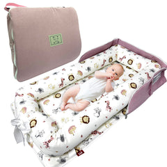 UGRASEA baby lounger foldable pink zoo offers portable infant comfort.