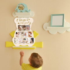 UIBOVA Bear photo board with hooks and rope for easy wall hanging
