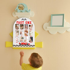 UIBOVA Fast One Photo Board warm wood finish adds cozy nursery decor