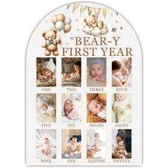 UIBOVA My First Year Photo Board overview showcases milestones in a stylish nursery display.