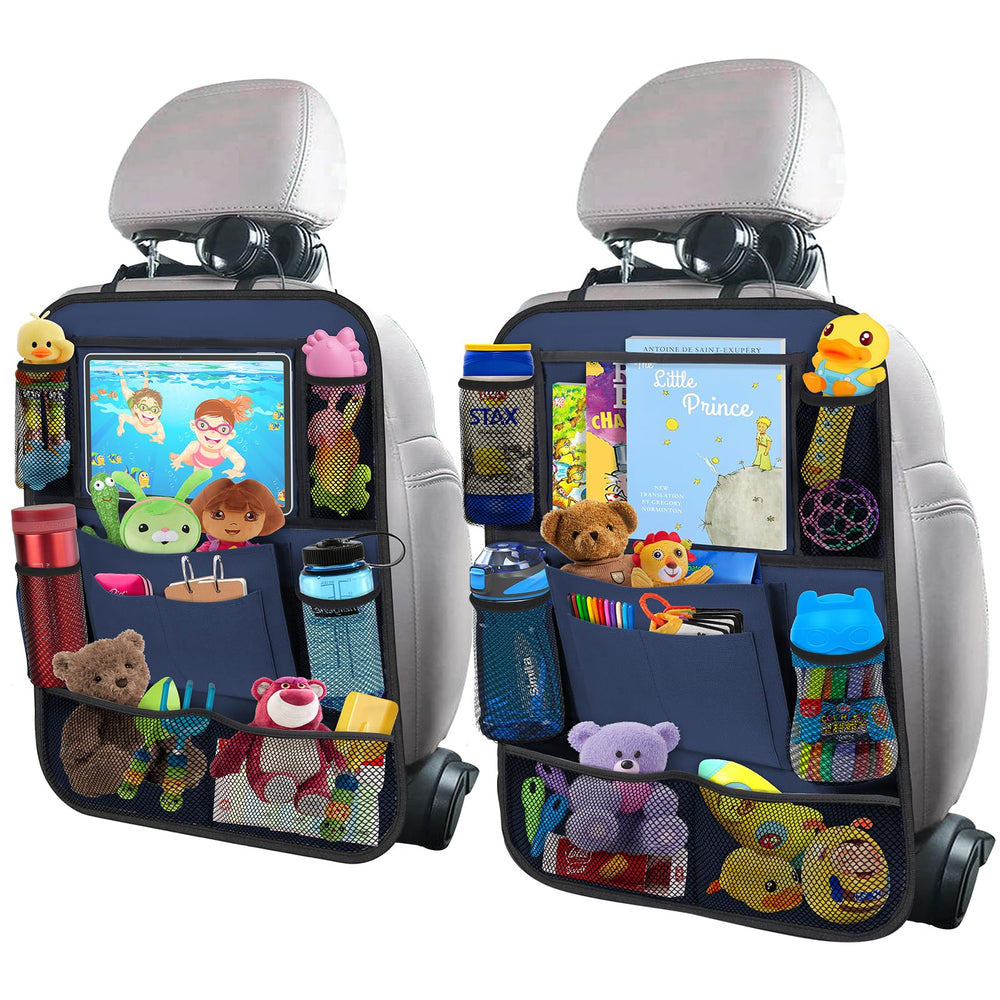 ULEEKA backseat organizer with 11-inch table holder keeps travel essentials within reach.