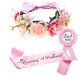 Ulfanit pink flower crown for mom-to-be with adjustable fit and elegant look