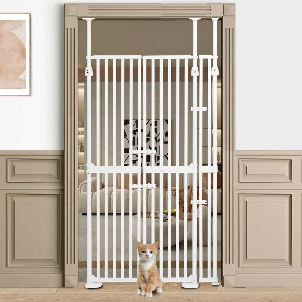 Ulifemate 71-inch cat gate in use, extra tall safety for curious cats.