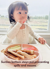 Ullabelle pink spoon included to support self-feeding.