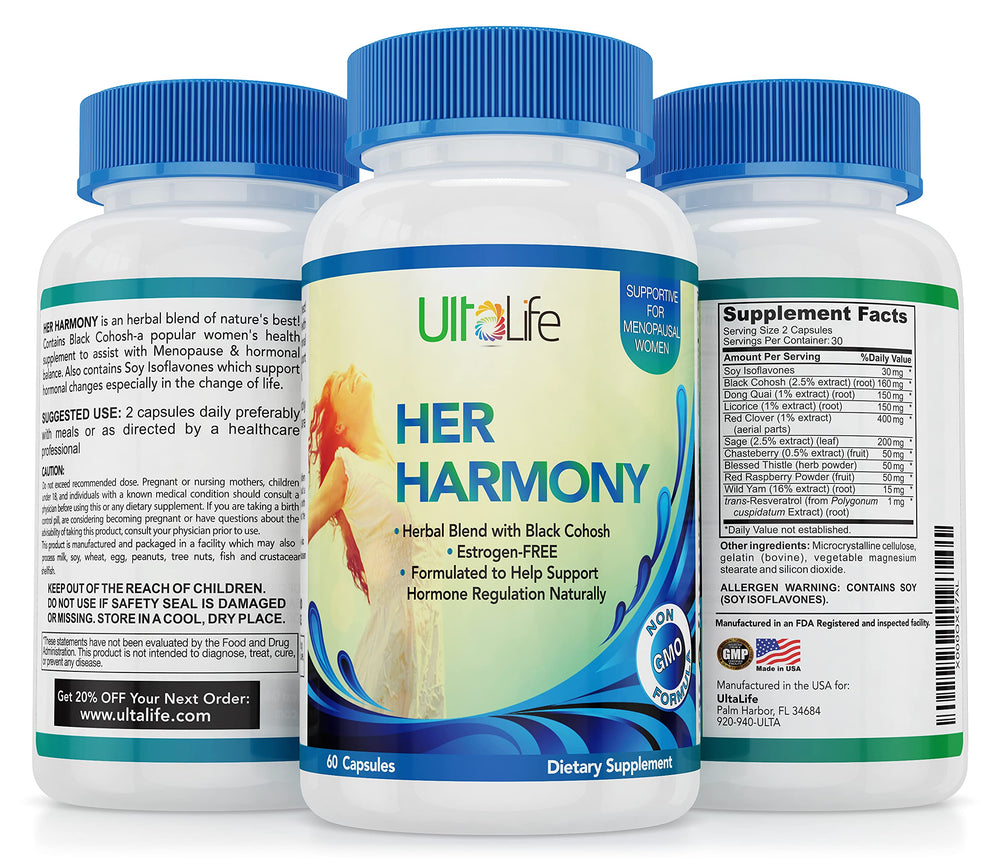 UltaLife Her Harmony bottle pour for easy daily support and balance