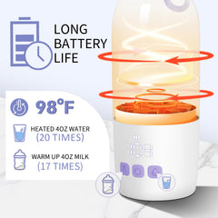 Umakep battery life lets you warm milk on the go without frequent charging.