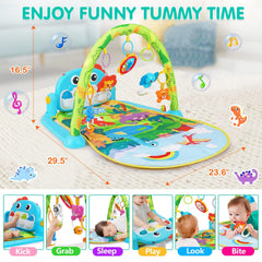 UMIKU Baby Gym Play Mat piano toy invites gentle kicks for motor practice.