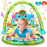 UMIKU baby play mat with dinosaur arch and rattles boosts sensory play