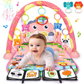 UMIKU Baby Play Mat pink dinosaur arch with hanging toys for early exploration