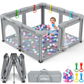 UMIKU baby playpen folded setup for easy storage and travel