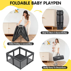 UMIKU Baby Playpen mesh-visibility highlights clear view for supervision