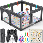 UMIKU Baby Playpen set-up view with safe mesh for easy monitoring