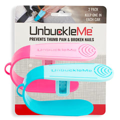 UnbuckleMe blue buckle release tool front view for easier car-seat unbuckling.