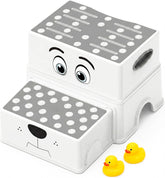 Uncle Wu 2-Step Stool grey side view highlights the anti-slip surface for safe training.